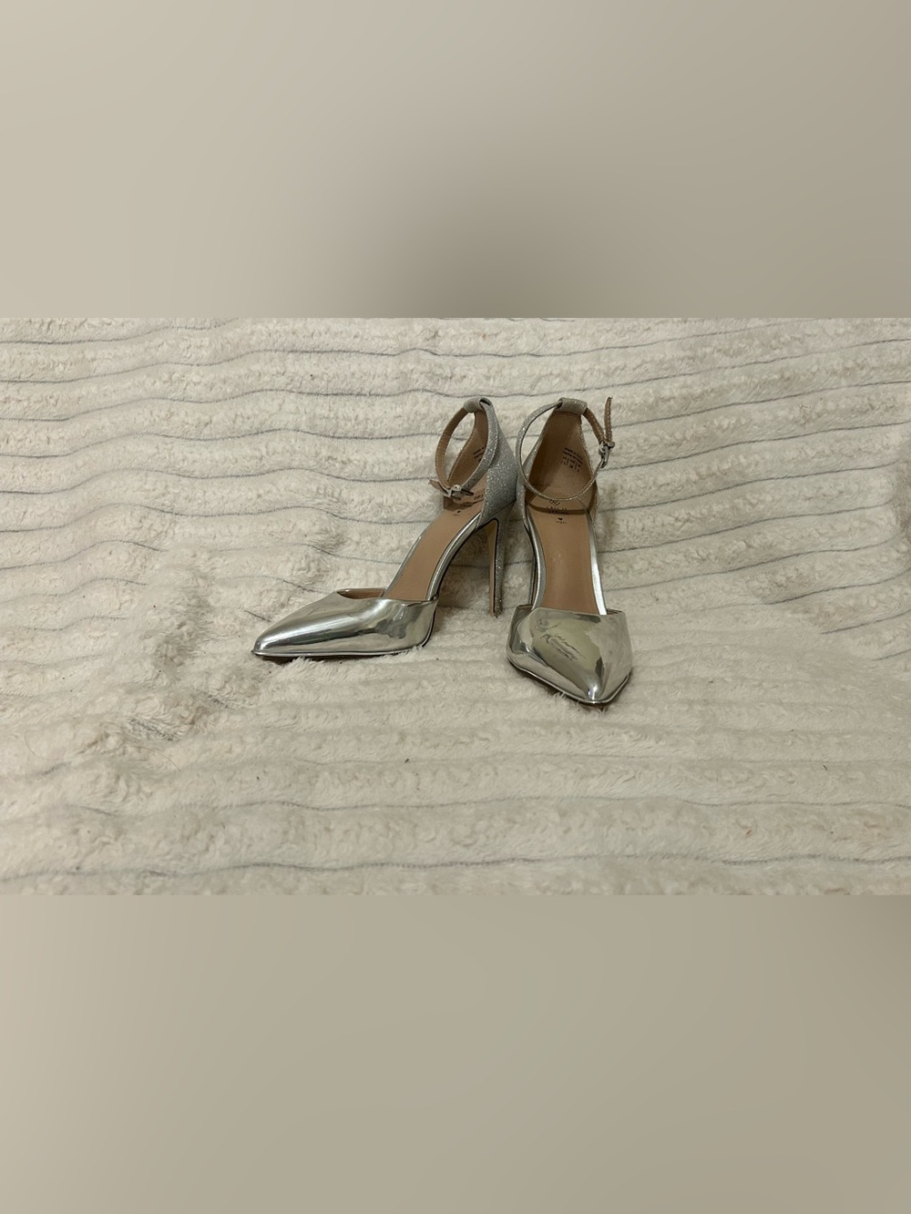 Call It Spring Metallic Silver Pointed-Toe Ankle-Strap Heels